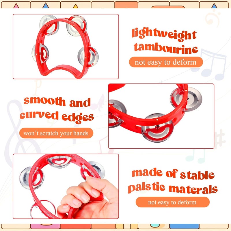 Lukmaa 72 Pcs Tambourines Bulk, 36 Plastic Hand Bells 36 Cymbals Noise Makers Musical Toy Instruments Gift for Valentine Church Sunday School, Education Activities, Christian Charity Donation(Round) - Image 3